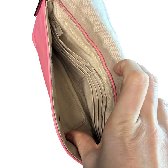 Coach Kristin Large Flap Wristlet Pink Coral Leather Convertible Strap - Picture 3 of 9